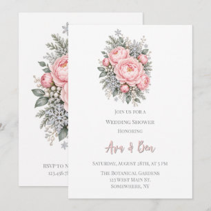 Invitation Fard à Joues Pivoines Flocon de Neige Mariage Show