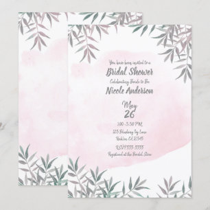 Invitation Fard à Joues Rose Aquarelle Botanique Élégant Réce