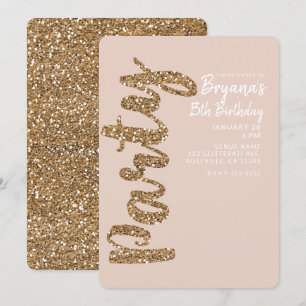 Invitation Fard à joues Rose Gold Pailleté Fête d'anniversair
