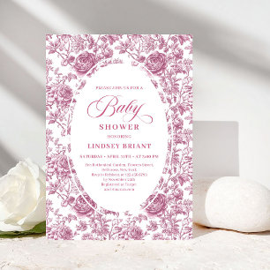 Invitation Fard à joues Rose Gold Toile Roses Fleurs Bébé Sho
