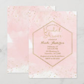 Invitation Fard à Joues Rose & Or Éclaboussures Mariage Moder (Devant / Derrière)