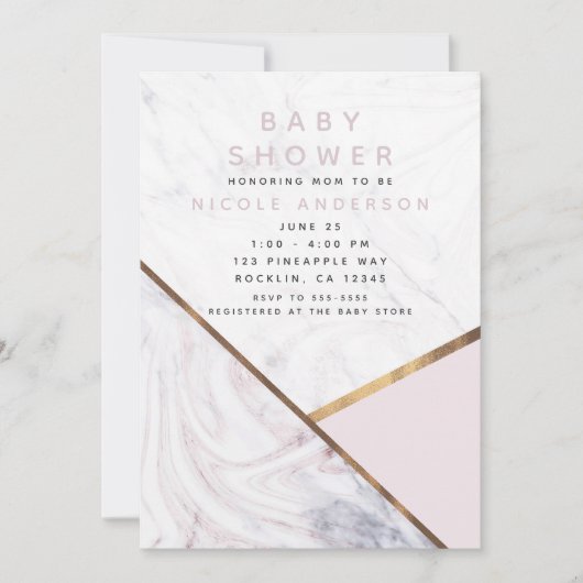 Invitation Fard à joues tourbillon de marbre rose doré pour B (Devant)