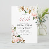 Invitation Fard & Fleurs Blanches 40e Anniversaire de Mariage (Debout devant)