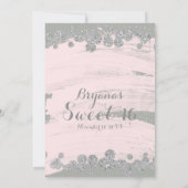 Invitation Fard Rose Argent & Gris Paillettes Points Glam Fêt (Dos)