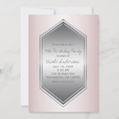 Invitation Fard Rose Perle Argent Fête d'anniversaire Toute o (Devant)
