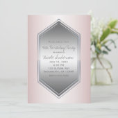 Invitation Fard Rose Perle Argent Fête d'anniversaire Toute o (Debout devant)