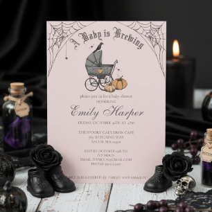 Invitation Fard Rose Un Bébé se Prépare Shower Bébé Gothique