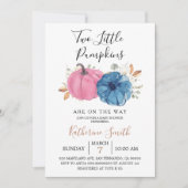 Invitation Fardeau Rose & Marin Deux Petits Citrouilles Baby (Devant)