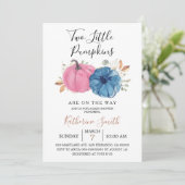 Invitation Fardeau Rose & Navy Deux Petits Citrouilles Baby S (Debout devant)