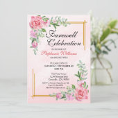 Invitation Farewell Party Floral Classic Élégant (Debout devant)