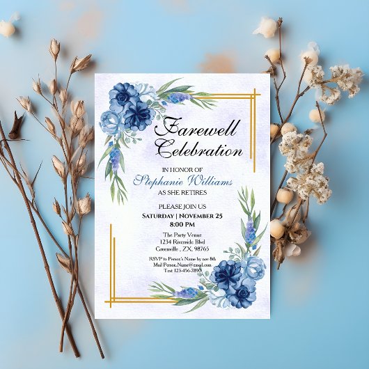 Invitation Farewell Party Floral Classic Élégant