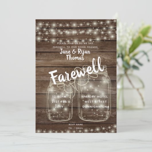 Invitation Farewell Rustic Leaving Party Barn Thème Invitatio (Debout devant)