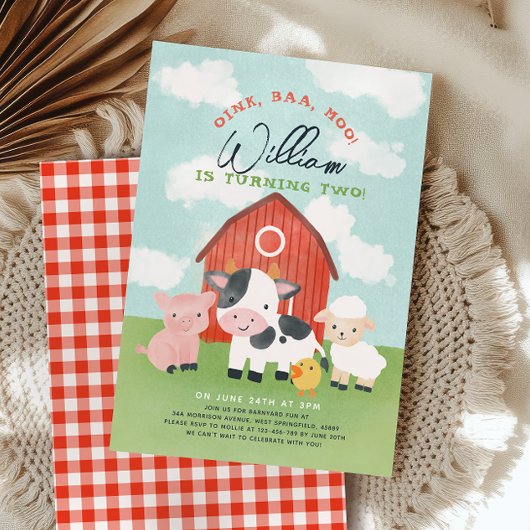 Invitation Farm Animal Boys Barnyard 2e anniversaire