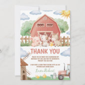 Invitation Farm Animals Birthday Thank You Card (Devant)