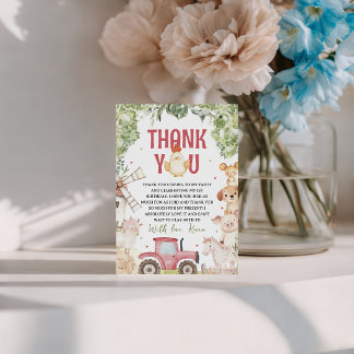 Invitation Farm Animals Birthday Thank You Card