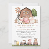 Invitation Farm Animals, Cute Animals, Barn, First Birthday (Devant)