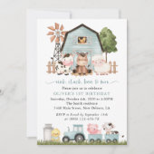 Invitation Farm Animals, Cute Animals, Barn, First Birthday (Devant)