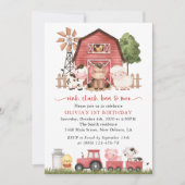 Invitation Farm Animals, Cute Animals, Barn, First Birthday (Devant)
