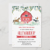 Invitation Farm Animals Oink Baa Moo Boy 1st Birthday (Devant)