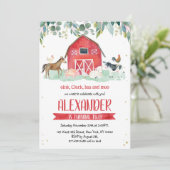 Invitation Farm Animals Oink Baa Moo Boy 1st Birthday (Debout devant)