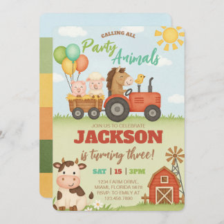 Invitation Farm Animals Ranch Kids Birthday