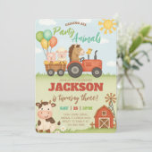 Invitation Farm Animals Ranch Kids Birthday (Debout devant)