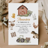 Invitation Farm Animaux 2e fête d'anniversaire