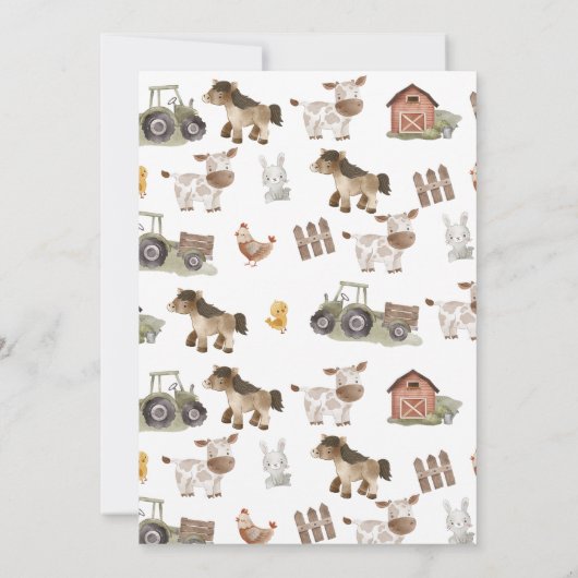 Invitation Farm Animaux 2e fête d'anniversaire (Dos)