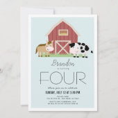 Invitation Farm Barnyard Blue Boy Anniversaire (Devant)