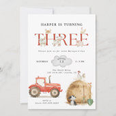 Invitation Farm Barnyard Fun Troisième anniversaire (Devant)