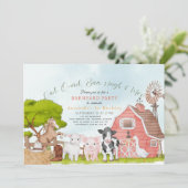 Invitation Farm Barnyard Rodeo Aquarelle 1er anniversaire (Debout devant)