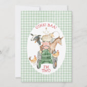 Invitation Farm Green Tractor Oink Baa Moo 2nd Birthday (Dos)