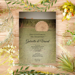 Invitation Farm Hay Bales Country Engagement Party