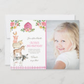 Invitation Farm Old MacDonald Barnyard Pink Animals Party (Devant)