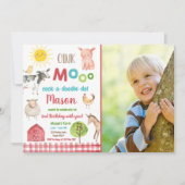 Invitation Farm Old MacDonald Barnyard Red Animals Party (Devant)