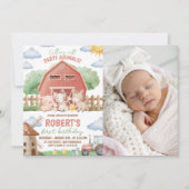Invitation Farm Party Photo 1st Birthday Invite (Devant)