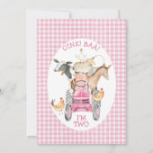 Invitation Farm Pink Tractor Oink Baa Moo 2nd Birthday (Dos)
