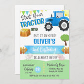 Invitation Farm tractor boy ANY AGE birthday invitation. (Devant / Derrière)
