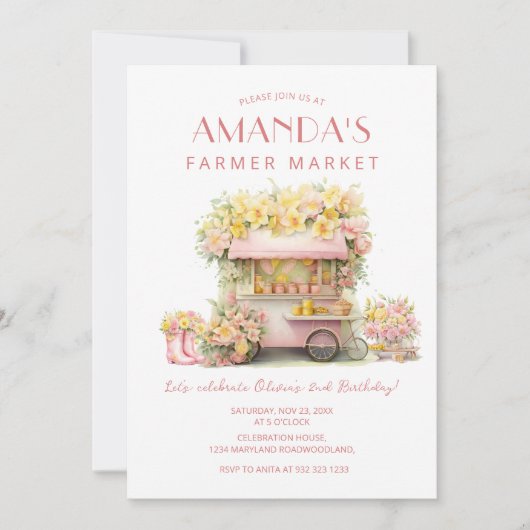 Invitation Farmer Market Floral Anniversaire (Devant)