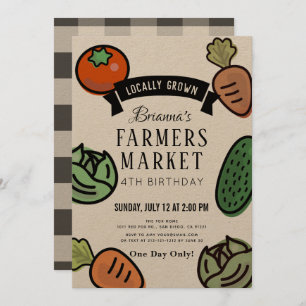 Invitation Farmers Marché Kraft Papier Anniversaire Invitatio