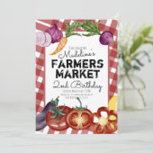 Invitation Farmers Marché Légumes Fruits Ferme Anniversaire (Debout devant)
