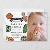 Invitation Farmers Market Chic Blanc 1er Anniversaire Photo (Devant)