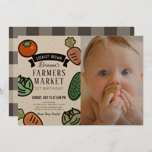 Invitation Farmers Market Kraft Papier 1er Anniversaire Photo