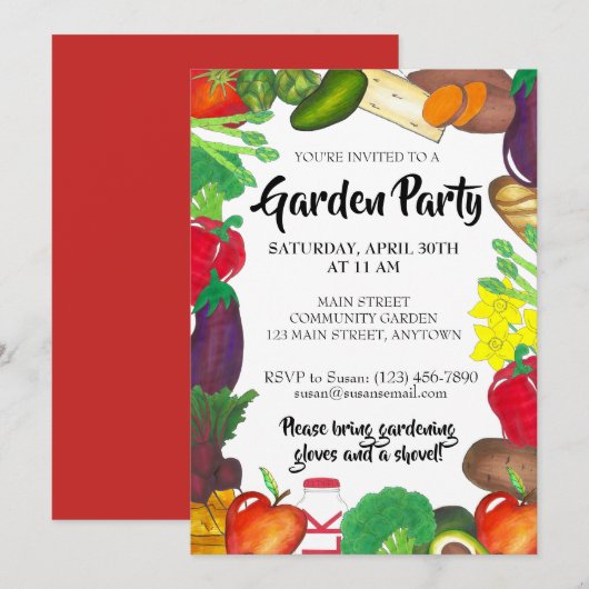 Invitation Farmers Market Veggie Garden Spring Plantation Par (Devant / Derrière)