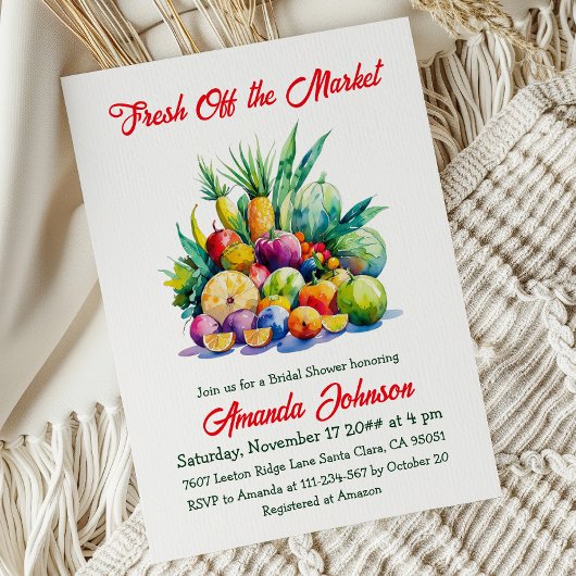 Invitation Farmer's Off the Market Fresh Fruit Bridal Shower