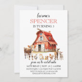 Invitation Farmhouse Anniversaire Fête des animaux de la gran (Devant)