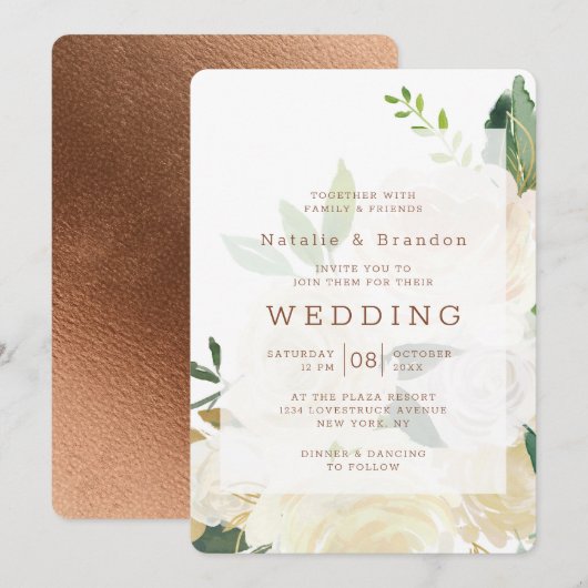 Invitation Farmhouse Fraîche Rustique Automne Vintage Cadre M (Devant / Derrière)