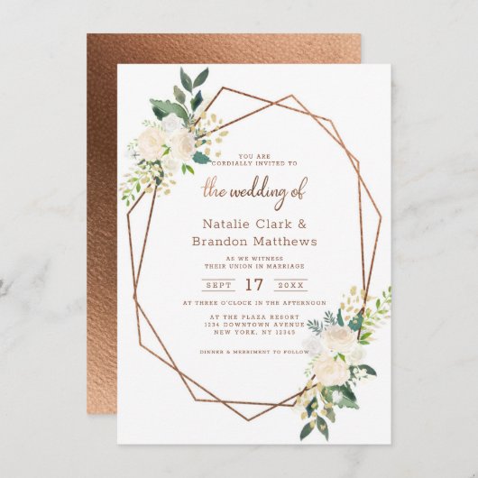 Invitation Farmhouse Frestic Rustic Country Terrarium Mariage (Devant / Derrière)