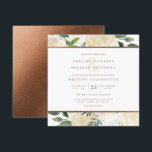 Invitation Farmhouse Frestic Rustic Mariage campagnard Carré<br><div class="desc">Farmhouse Fraîche Rustique Pays Floral Aquarelle Lush Flower Design avec verdure, Vins, Feuille, Foliage, et des accents de papier de cuivre. Couleurs douces et subtiles d'ivoire, blanc, rose vif et jaune beurre. Un cottage chic look parfait pour un printemps, été ou mariage de automne à votre maison, ferme, ou lieu...</div>