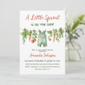 Invitation Farmhouse Little Sprout Clothesline Baby Shower (Debout devant)